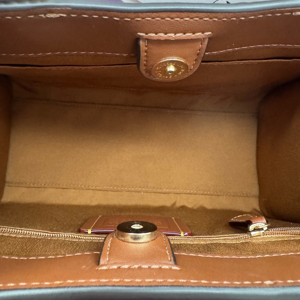 Coach Tan and Purple Leather Tote - Picture 3 of 5